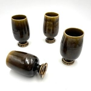 VINTAGE Thai Celadon RARE wine glasses olive green - set of 4